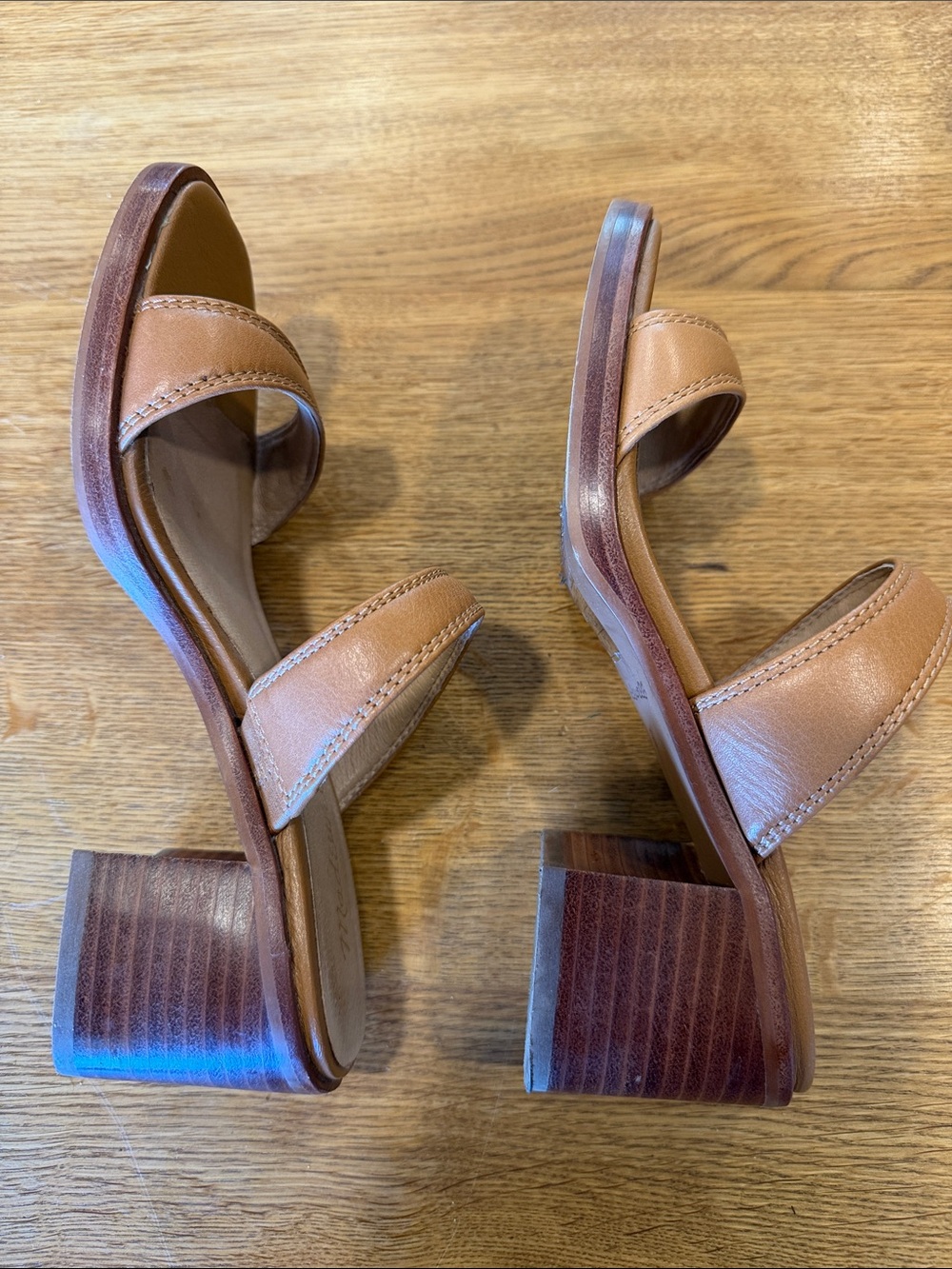Madewell Tan Leather Double-Strap Slide Mules - Picture 5 of 6